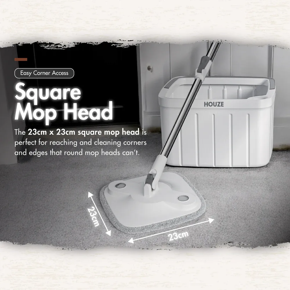 The Clean Water Spin Mop (Square/Round) - Kitchen | Bathroom | Cleaning | Washing | Drying | Stainless Steel