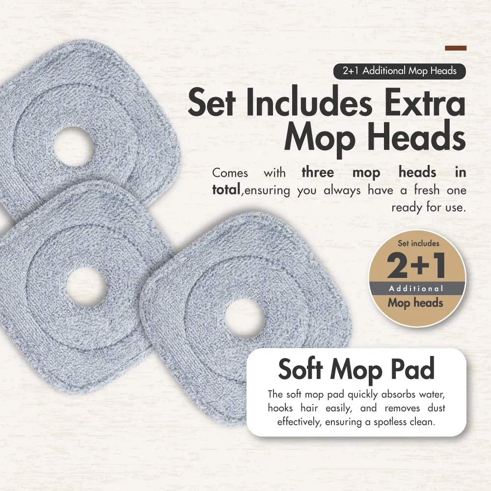 The Clean Water Spin Mop (Square/Round) - Kitchen | Bathroom | Cleaning | Washing | Drying | Stainless Steel