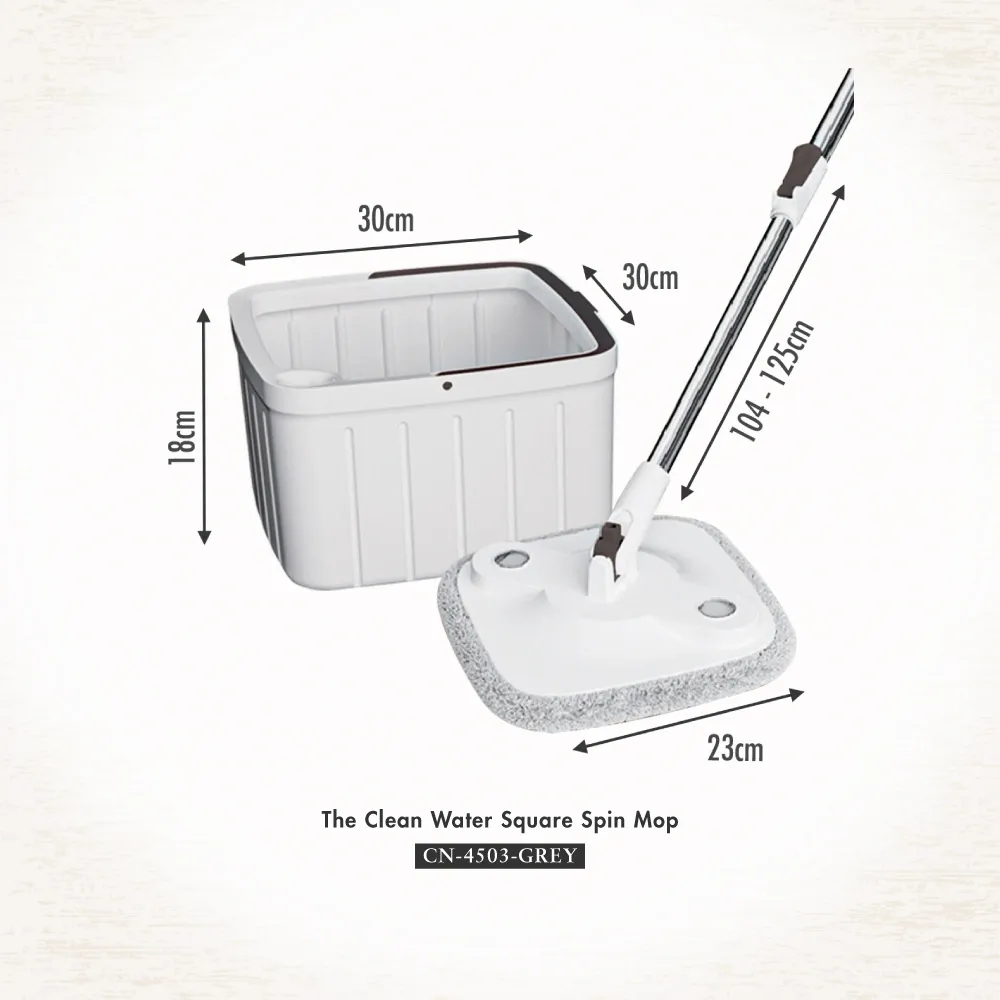 The Clean Water Spin Mop (Square/Round) - Kitchen | Bathroom | Cleaning | Washing | Drying | Stainless Steel