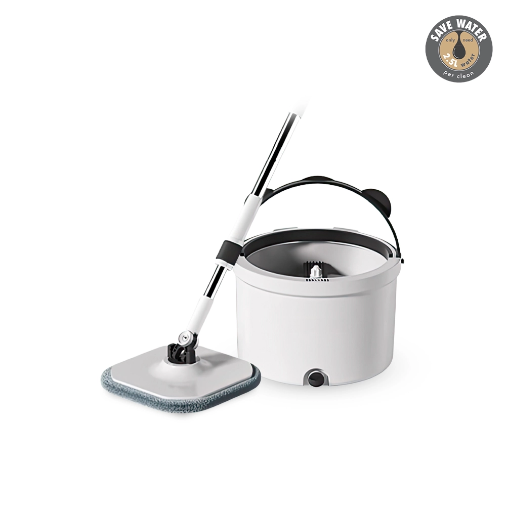 HOUZE - PANDY Spin Mop Set with Dual Buckets - Kitchen | Bathroom | Cleaning | Washing | Drying | Stainless Steel