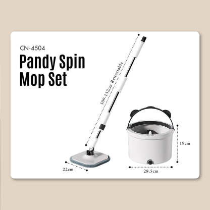 PANDY Spin Mop Set with Dual Buckets - Kitchen | Bathroom | Cleaning | Washing | Drying | Stainless Steel