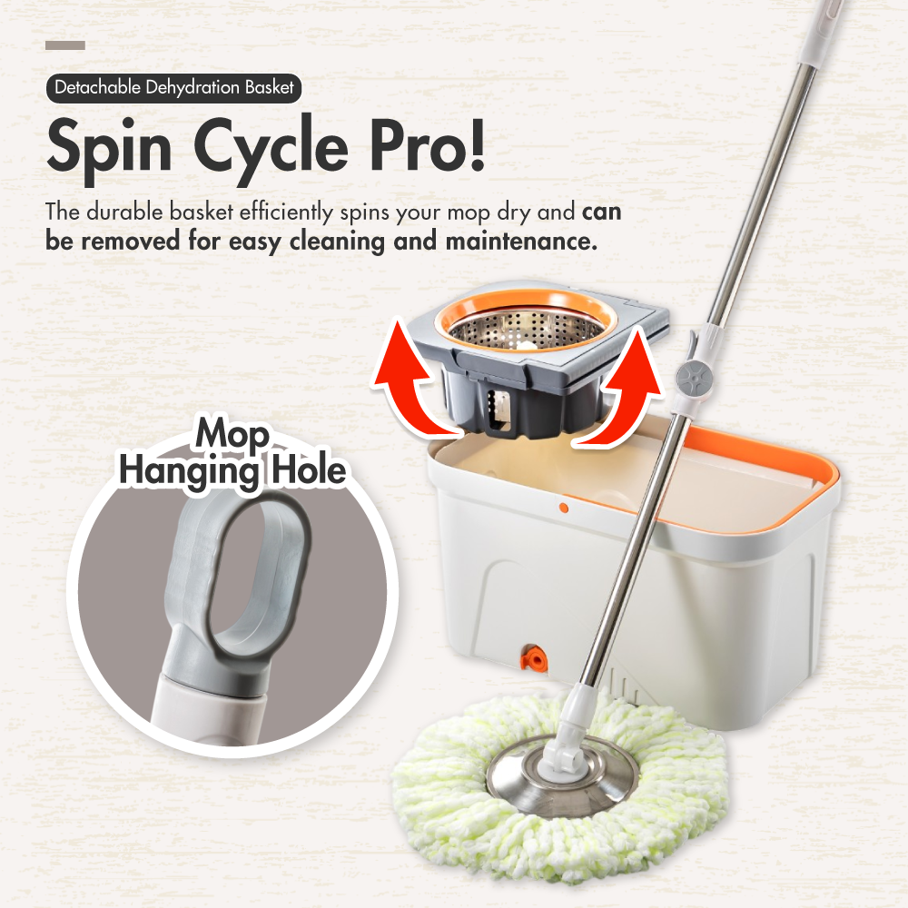HOUZE - FLUX Tornado Spinning Mop (White | Grey | Refill)