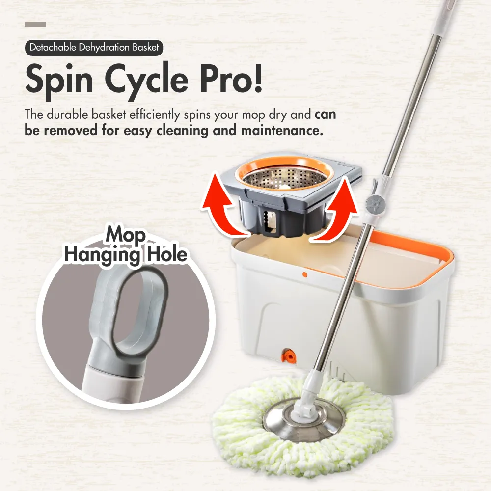 HOUZE - FLUX Tornado Spinning Mop (White | Grey | Refill)