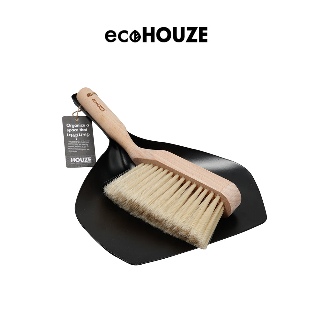 ecoHOUZE Wood and Metal Brush & Dustpan Set (Black)
