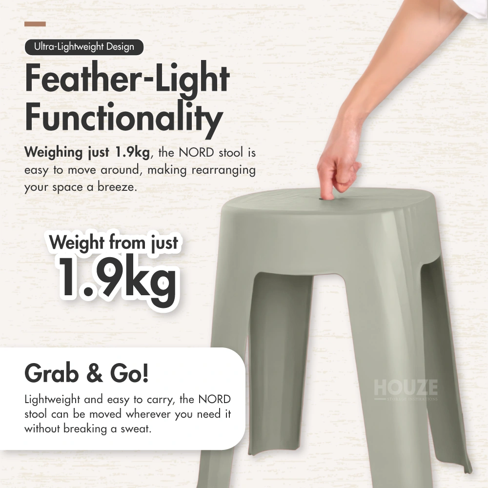 NORD Arc | Rectangle Stool [Beige | Grey] - Chair | Minimalist | Stackable | Nordic | Neutral