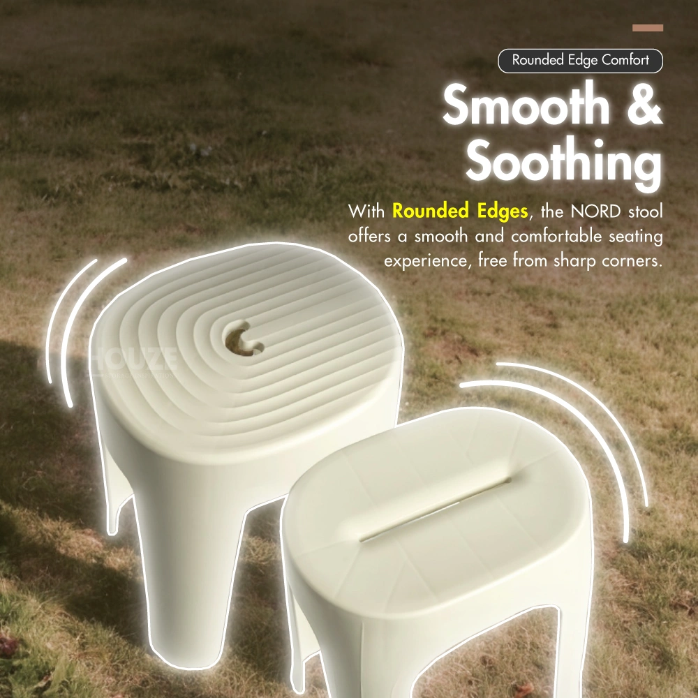 NORD Arc | Rectangle Stool [Beige | Grey] - Chair | Minimalist | Stackable | Nordic | Neutral