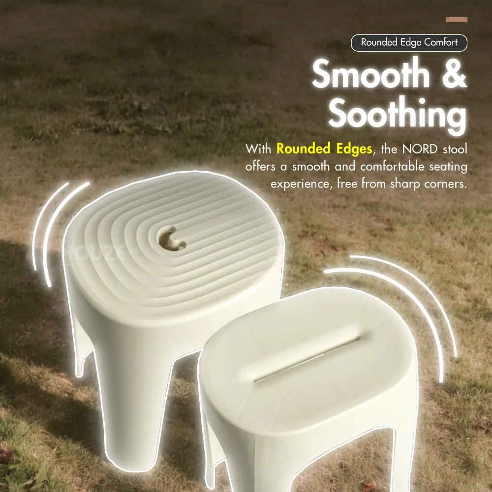 NORD Arc | Rectangle Stool [Beige | Grey] - Chair | Minimalist | Stackable | Nordic | Neutral