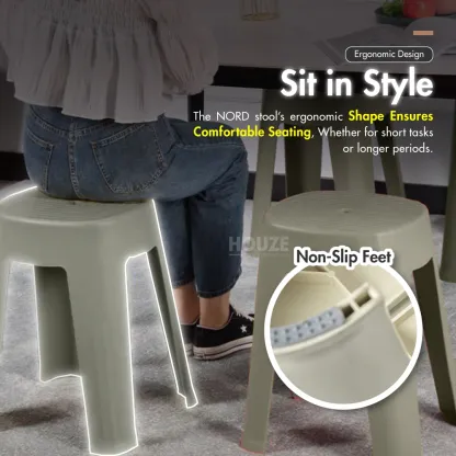 NORD Arc | Rectangle Stool [Beige | Grey] - Chair | Minimalist | Stackable | Nordic | Neutral