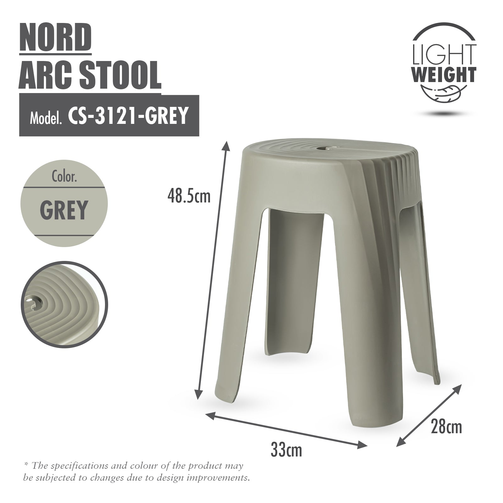 HOUZE - NORD Arc | Rectangle Stool [Beige | Grey] - Chair | Minimalist | Stackable | Nordic | Neutral