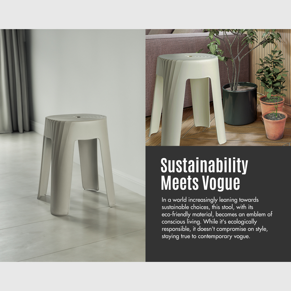 NORD Arc | Rectangle Stool [Beige | Grey] - Chair | Minimalist | Stackable | Nordic | Neutral