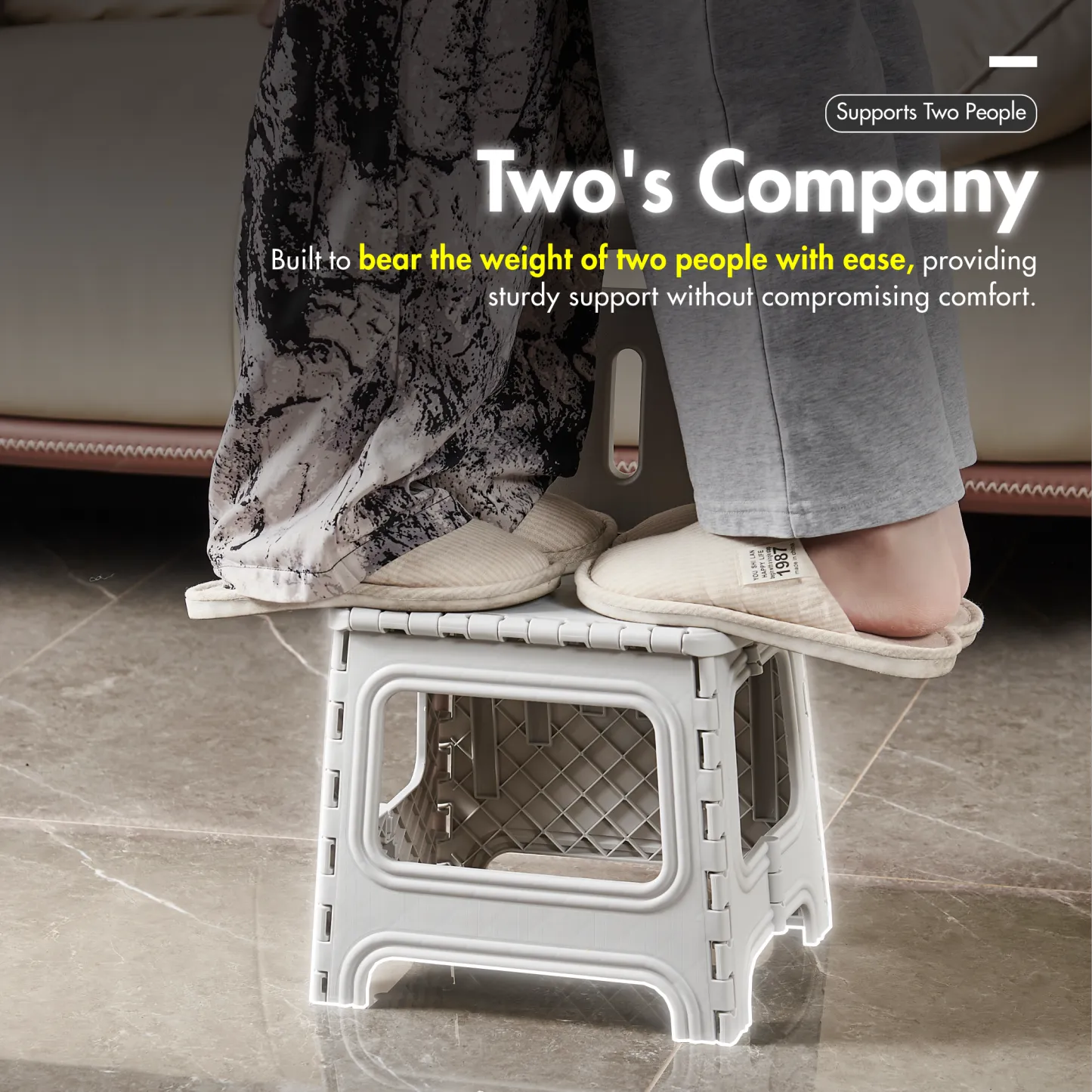 HOUZE - 'PORTASTOOL' Portable Sturdy Folding Stool with Backrest | High Backrest