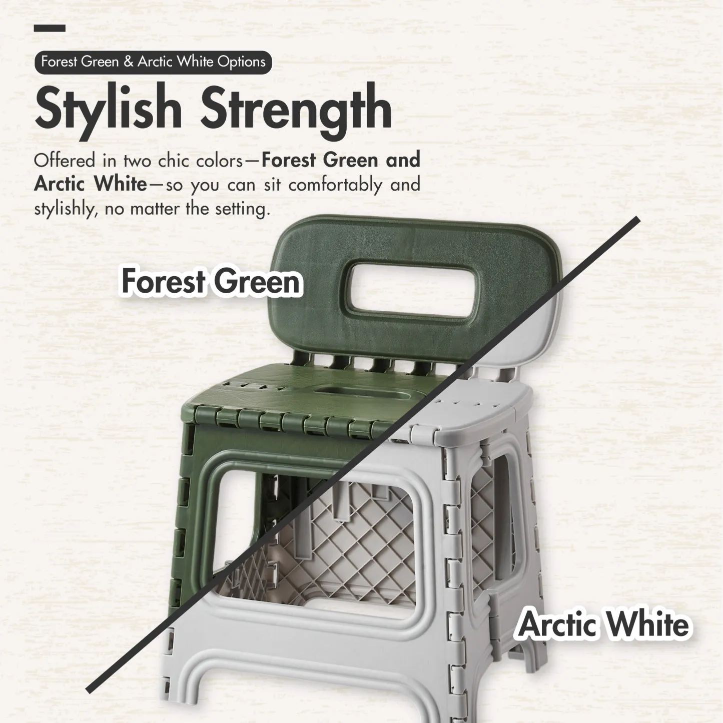 HOUZE - 'PORTASTOOL' Portable Sturdy Folding Stool with Backrest | High Backrest