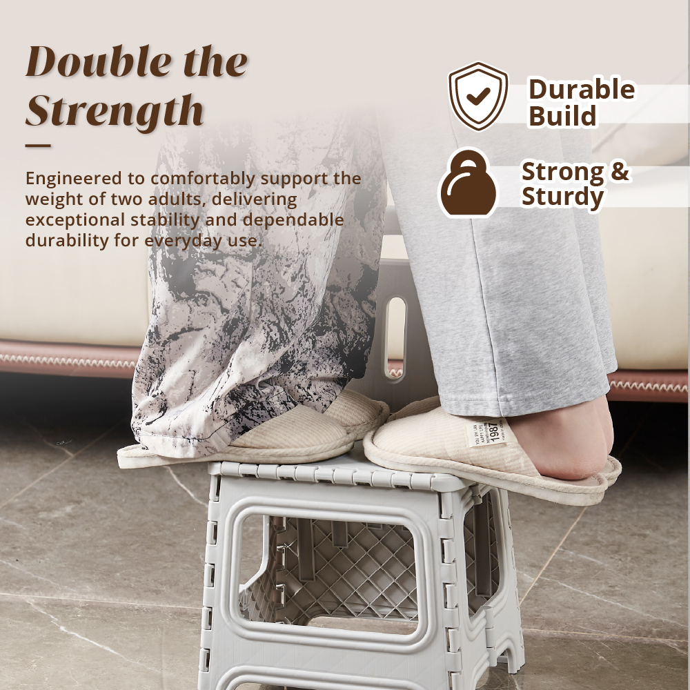 HOUZE - 'PORTASTOOL' Portable Sturdy Folding Stool with Backrest | High Backrest