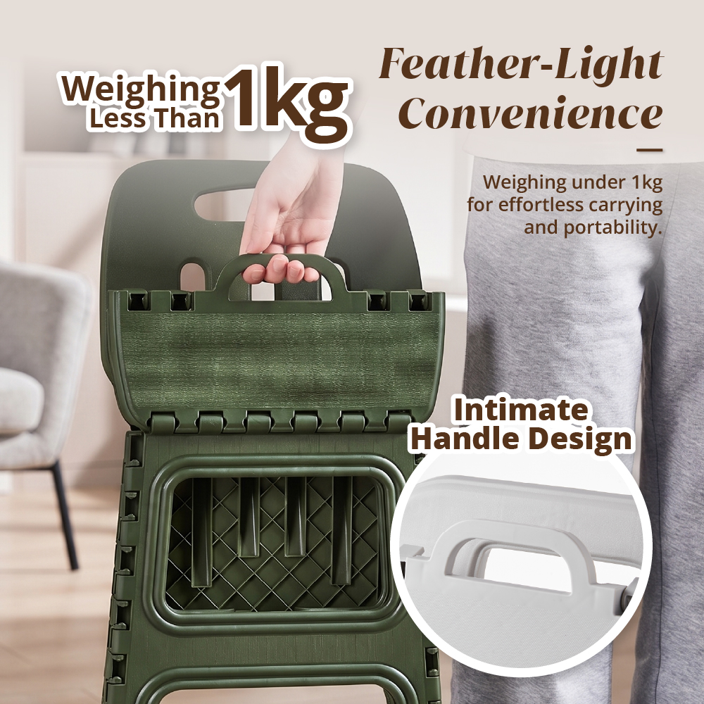 HOUZE - 'PORTASTOOL' Portable Sturdy Folding Stool with Backrest | High Backrest