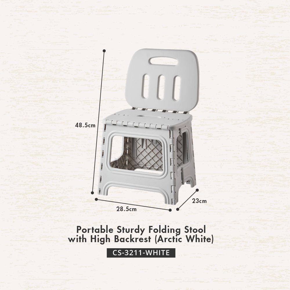 HOUZE - 'PORTASTOOL' Portable Sturdy Folding Stool with Backrest | High Backrest