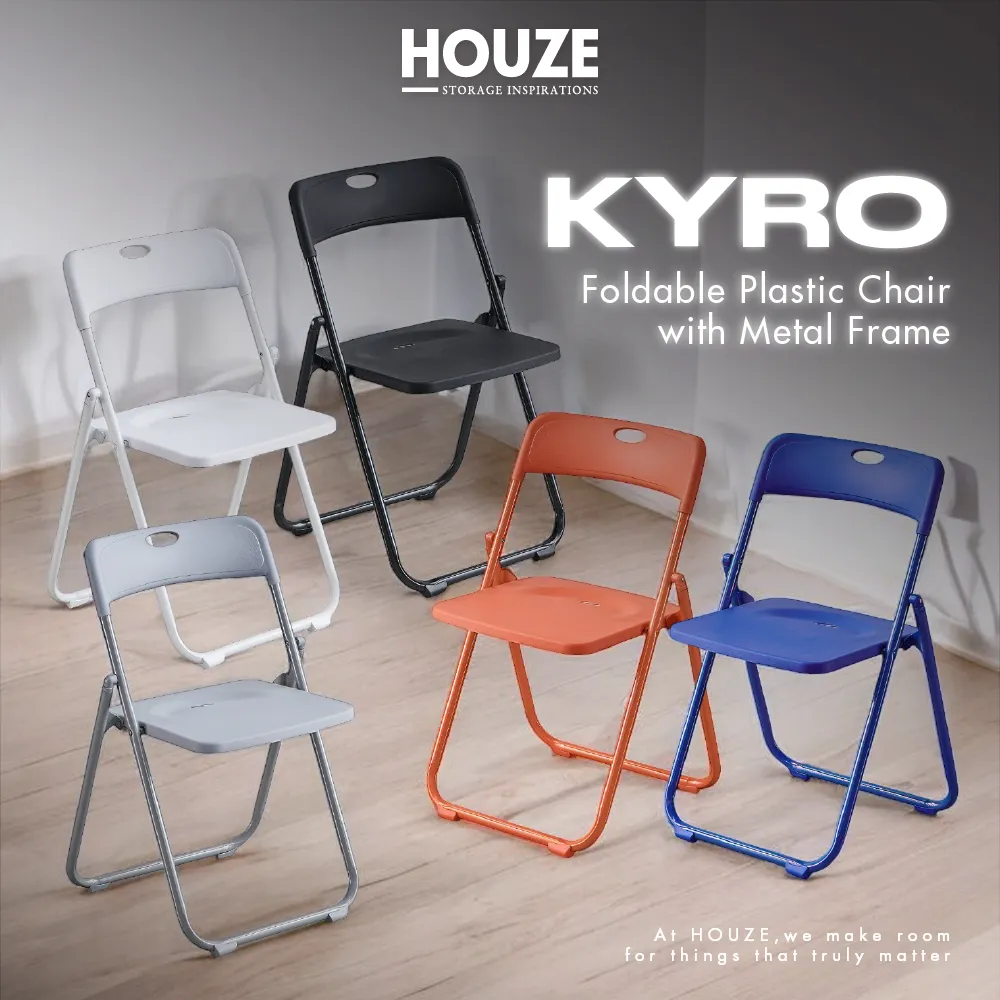 HOUZE - KYRO Foldable Plastic Chair with Metal Frame