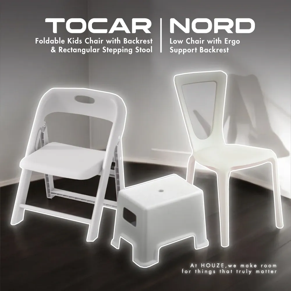 HOUZE - 'NORD' | 'TOCAR' Low Chair & Kids Chair w Stepping Stool