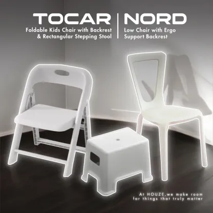 HOUZE - 'NORD' | 'TOCAR' Low Chair & Kids Chair w Stepping Stool
