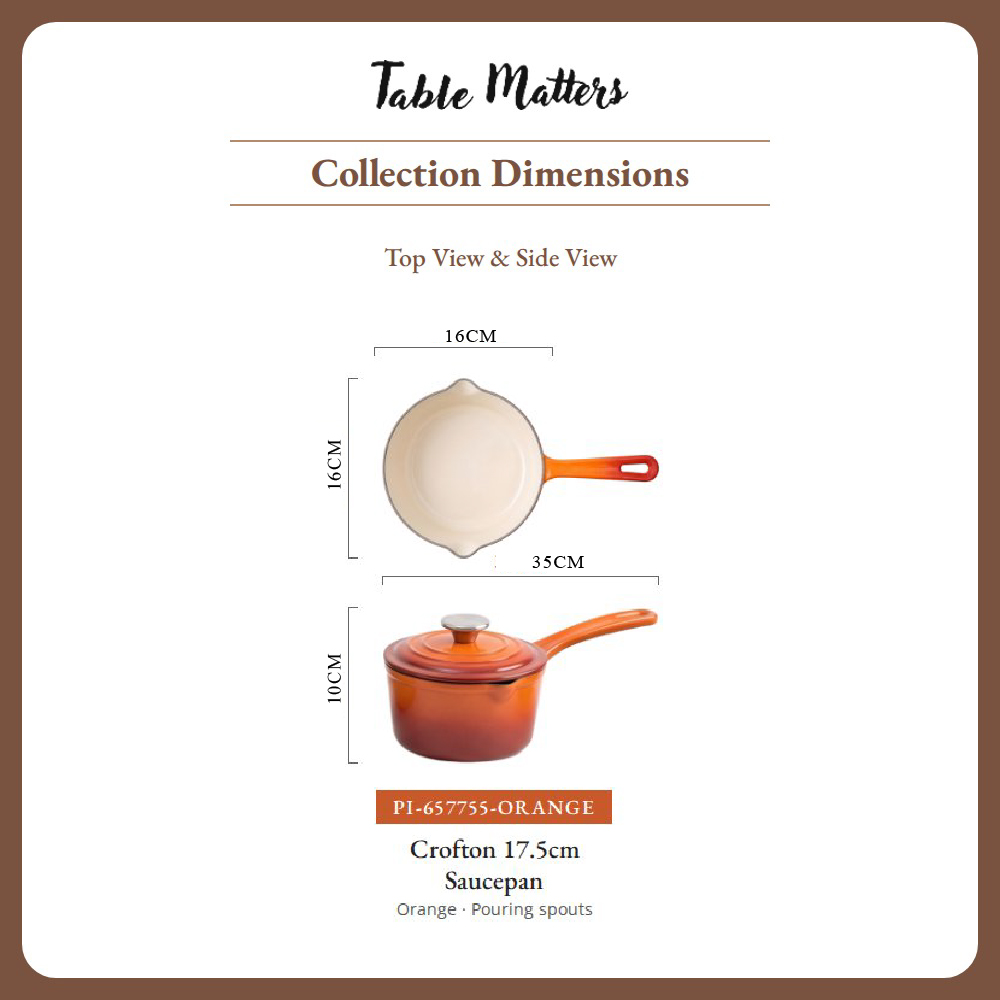 [Table Matters] 'CROFTON & SEGRETTO' Enamel Cast Iron Cookware with Lid | Dutch Oven | Shallow Casserole [17.5cm | 24cm | 31cm]
