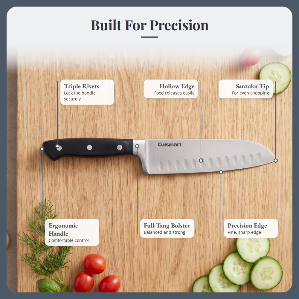 [Table Matters] 'CUISINART' Nitrogen 2-Piece Santoku Knife Set [7in | 5in] Nitrogen-Infused Stainless Steel