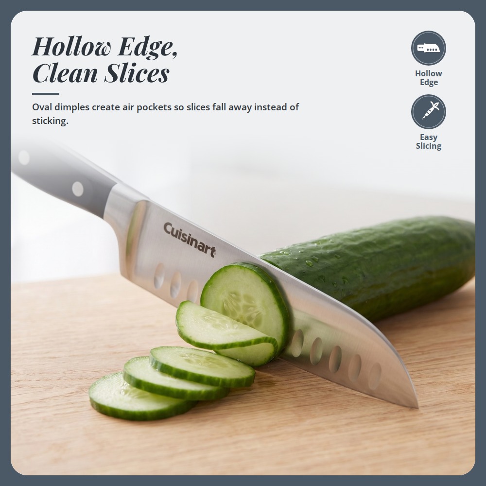 [Table Matters] 'CUISINART' Nitrogen 2-Piece Santoku Knife Set [7in | 5in] Nitrogen-Infused Stainless Steel