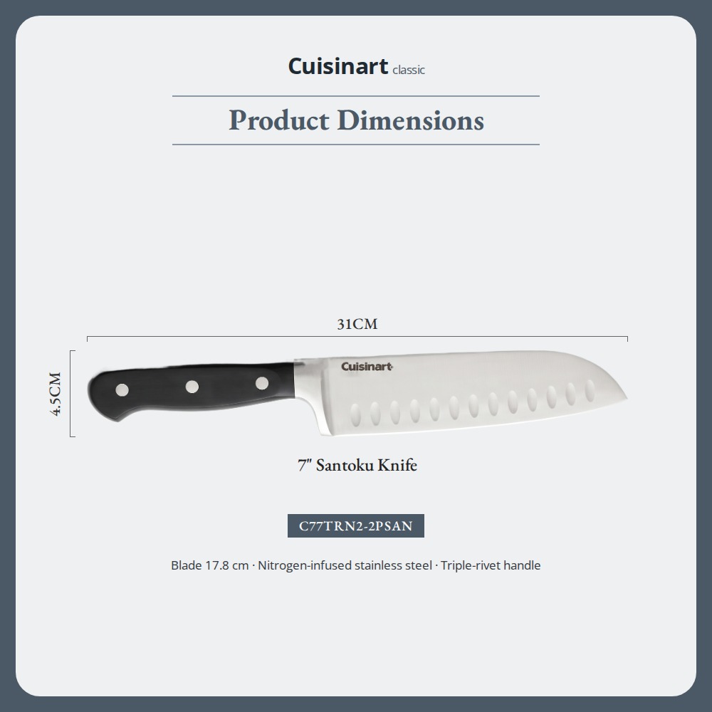 [Table Matters] 'CUISINART' Nitrogen 2-Piece Santoku Knife Set [7in | 5in] Nitrogen-Infused Stainless Steel