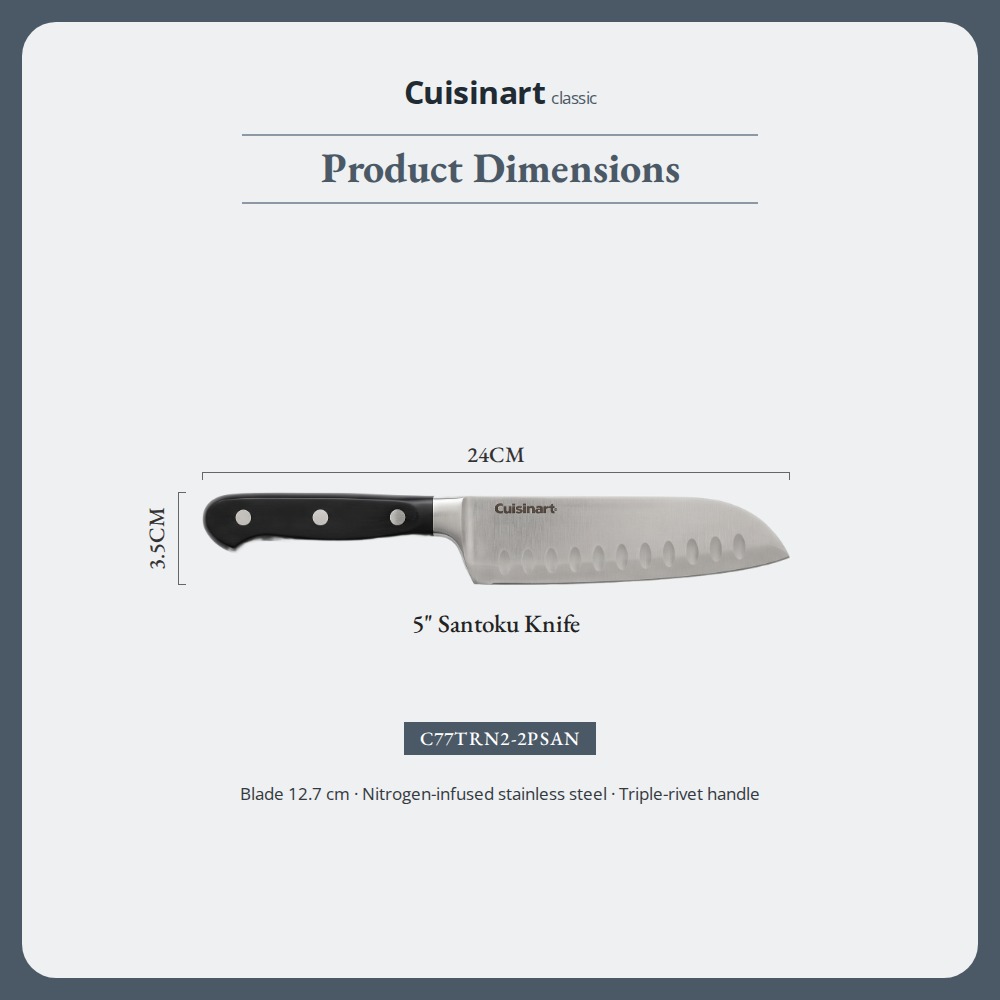 [Table Matters] 'CUISINART' Nitrogen 2-Piece Santoku Knife Set [7in | 5in] Nitrogen-Infused Stainless Steel