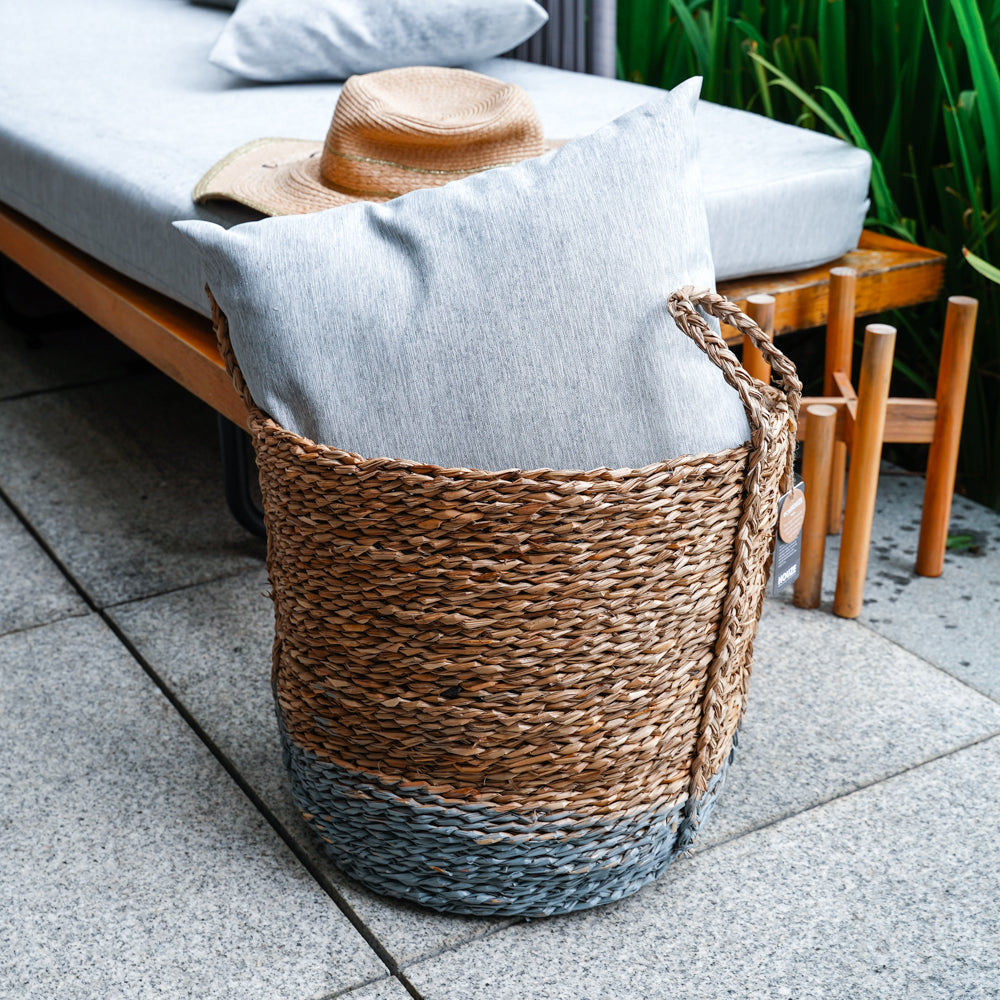 ecoHOUZE Seagrass Storage Basket With Handles - Grey (Large)