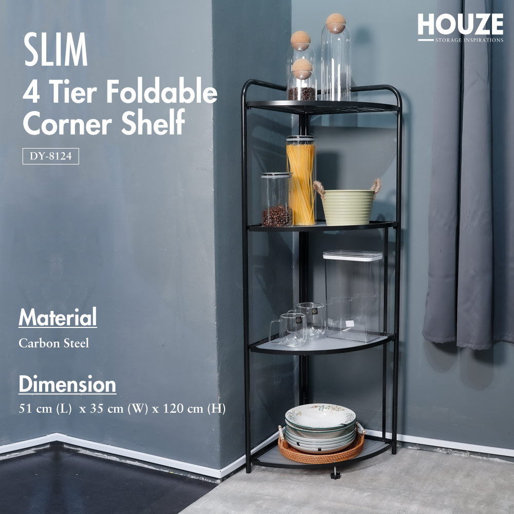 SLIM 4 Tier Foldable Corner Shelf