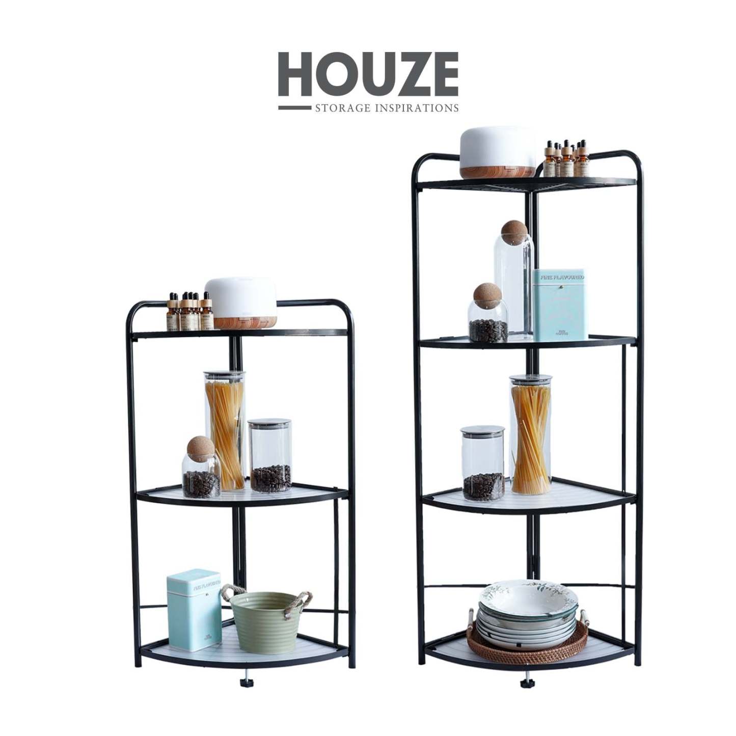 HOUZE - SLIM 3 Tier Foldable Corner Shelf