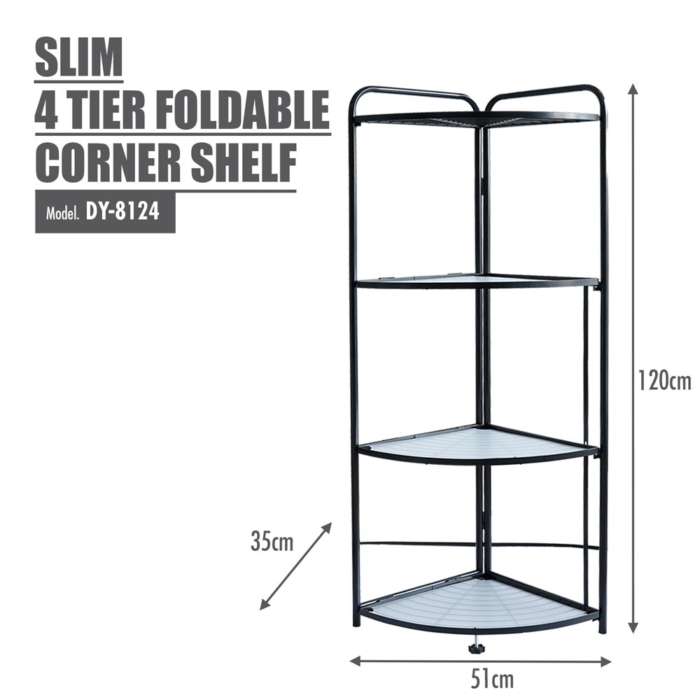 SLIM 4 Tier Foldable Corner Shelf