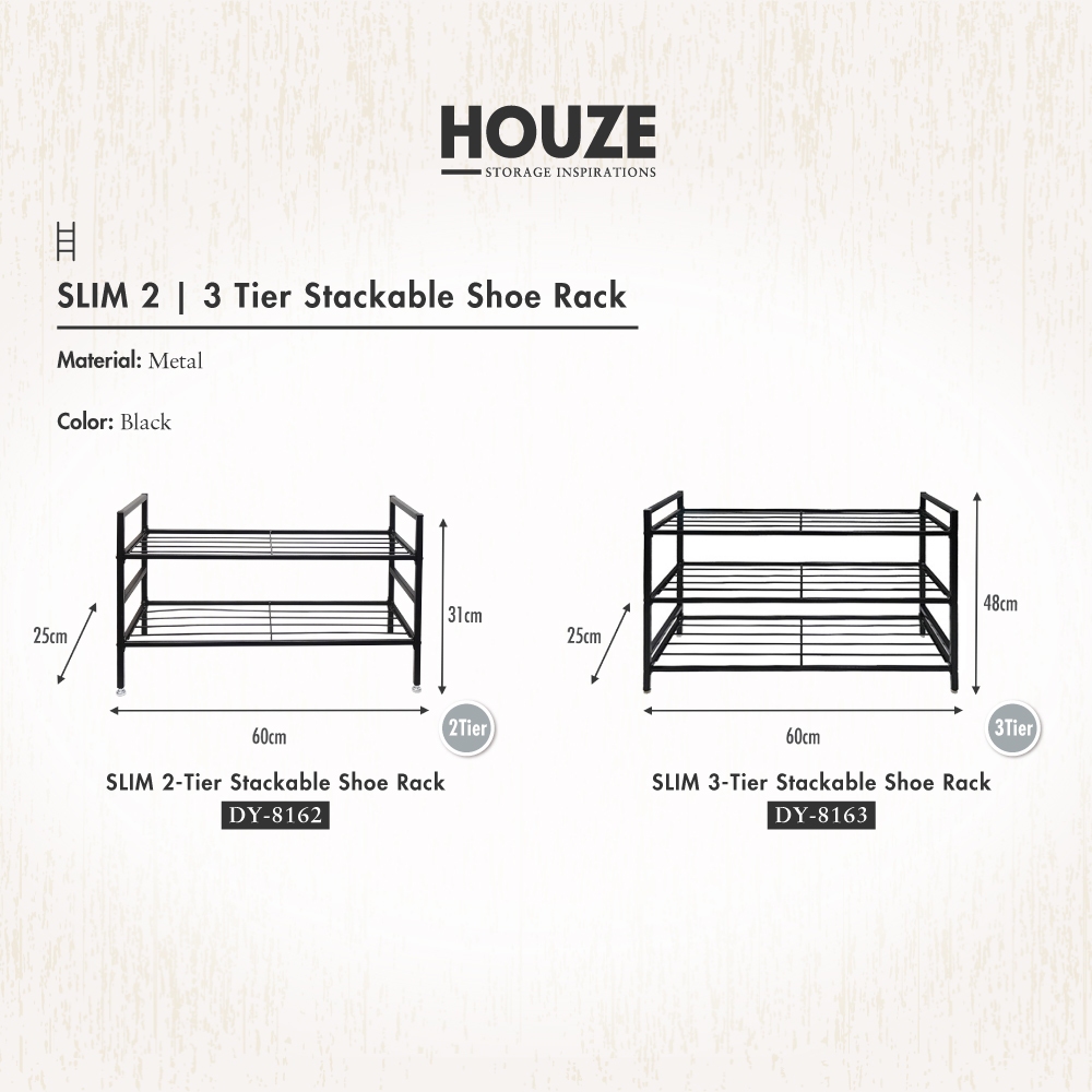 "SLIM" 2 Tier Stackable Shoe Rack