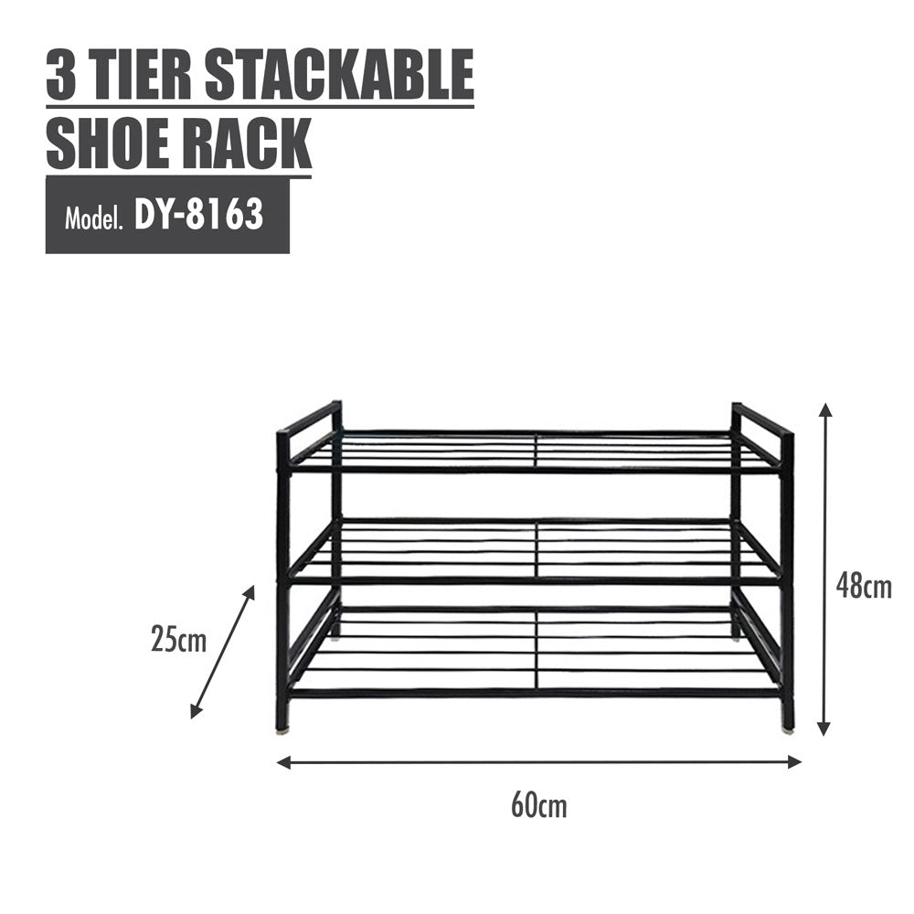 "SLIM" 3 Tier Stackable Shoe Rack