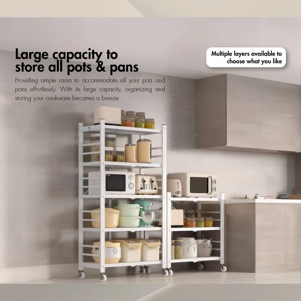 HOUZE - 'SLIM' 3|4|5 Tier Parallel Foldable Storage Shelf - Organizer | Rack | Shelving | Shelves | Cabinet