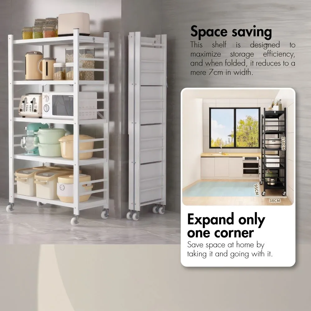 HOUZE - 'SLIM' 3|4|5 Tier Parallel Foldable Storage Shelf - Organizer | Rack | Shelving | Shelves | Cabinet