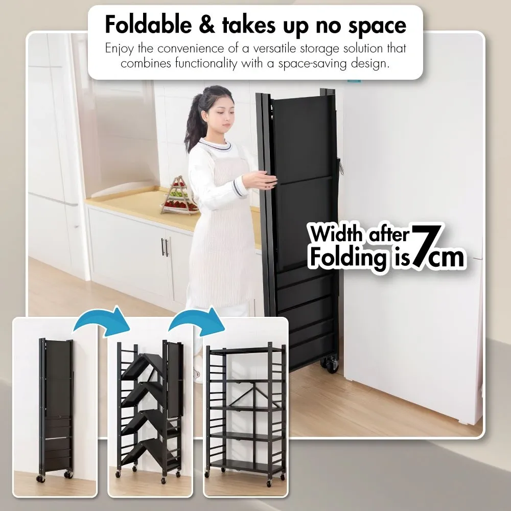 HOUZE - 'SLIM' 3|4|5 Tier Parallel Foldable Storage Shelf - Organizer | Rack | Shelving | Shelves | Cabinet