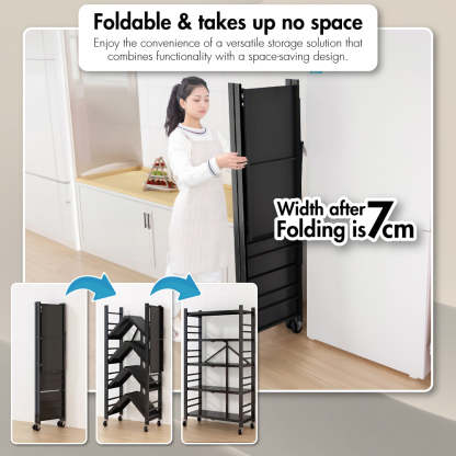 HOUZE - SLIM 3 | 4 | 5 Tier Parallel Foldable Storage Shelf - Organizer | Rack | Shelving | Shelves | Cabinet