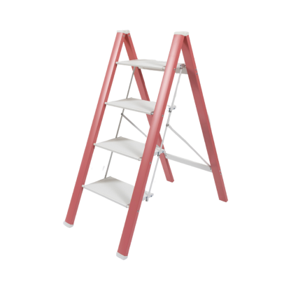 ELLE 3 Tier | 4 Tier Foldable Aluminum Step Ladder 3 Color [Pink | Blue | Green] - Compact | Space Saving