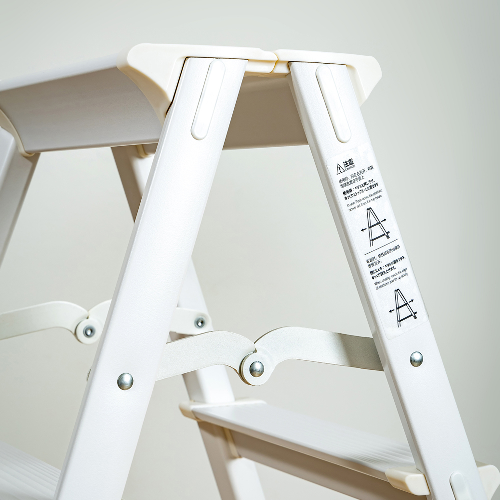 VIV 3 Tier | 4 Tier Bi-Directional Foldable Aluminum Step Ladder 3 Color [Black | White | Woodgrain] - Compact