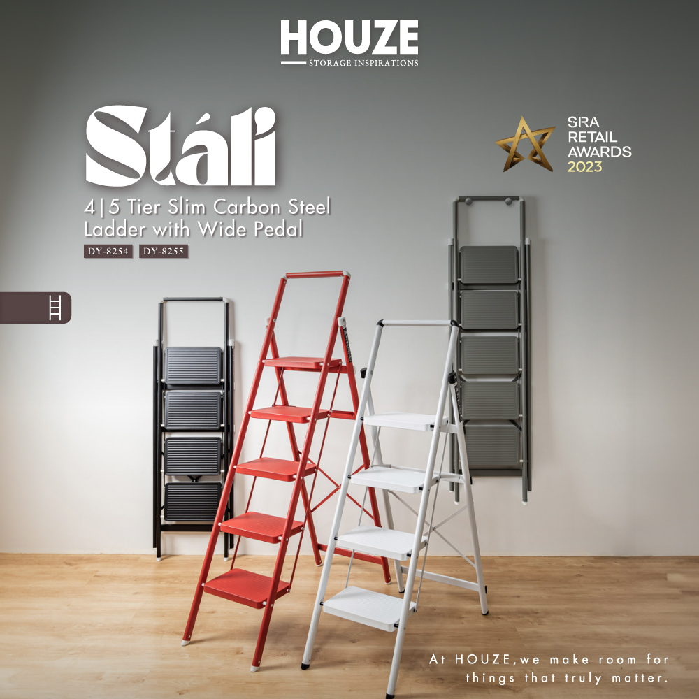 Stáli 4-Tier / 5-Tier Slim Carbon Steel Ladder With Wide Pedal