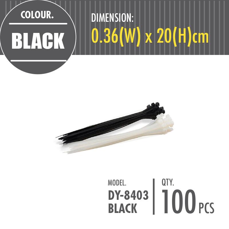 HOUZE - Cable Tie - Black (Dim: 0.36 x 20cm) - HOUZE - The Homeware Superstore