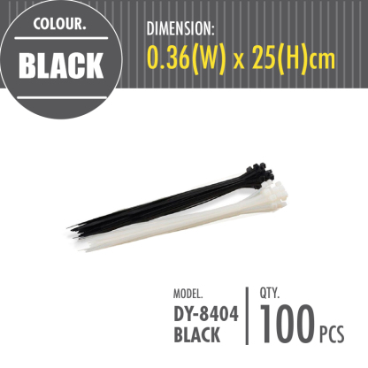 Cable Tie - Black (Dim: 0.36 x 25cm)
