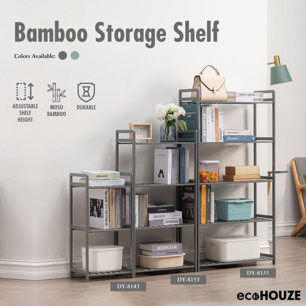 ecoHOUZE - 3|5 Tier Bamboo Storage Shelves - Organizer | Rack | Home | Shelving | Multi purpose | Cabinet