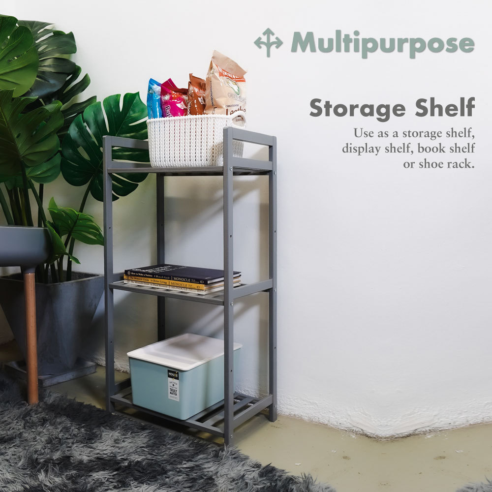 ecoHOUZE - 3|5 Tier Bamboo Storage Shelves - Organizer | Rack | Home | Shelving | Multi purpose | Cabinet