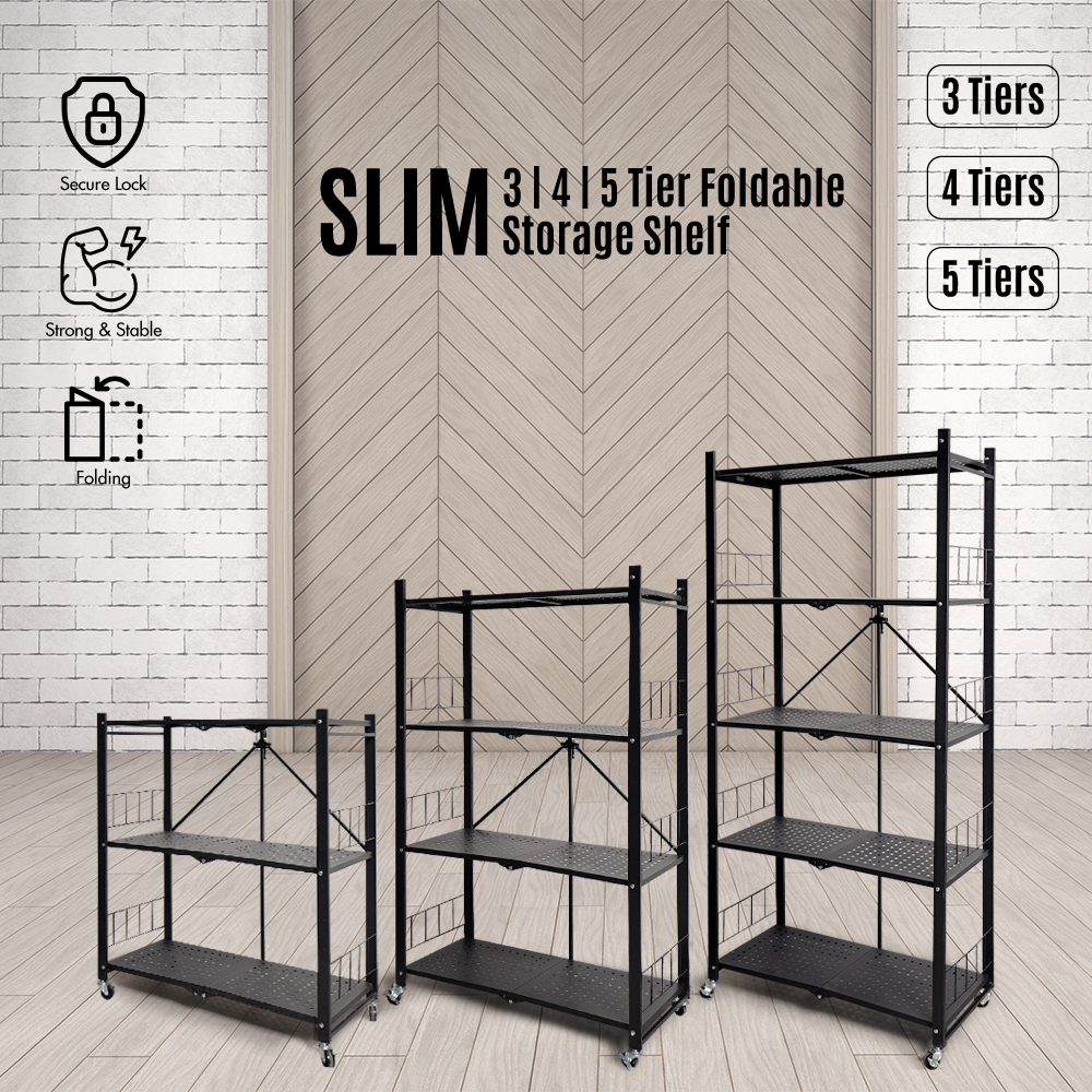 3|4|5 Tier Foldable Crossline Storage Shelf (L: 72cm W:34cm) - Organizer | Rack | Shelving | Shelves | Cabinet