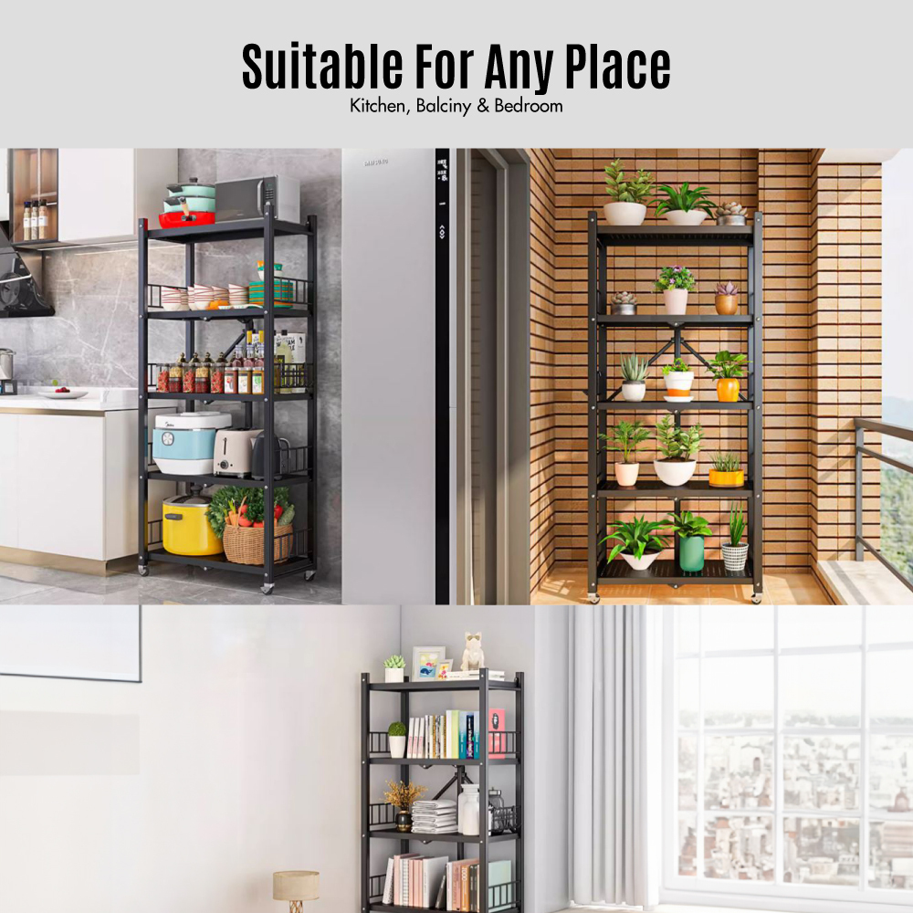 3|4|5 Tier Foldable Crossline Storage Shelf (L: 72cm W:34cm) - Organizer | Rack | Shelving | Shelves | Cabinet