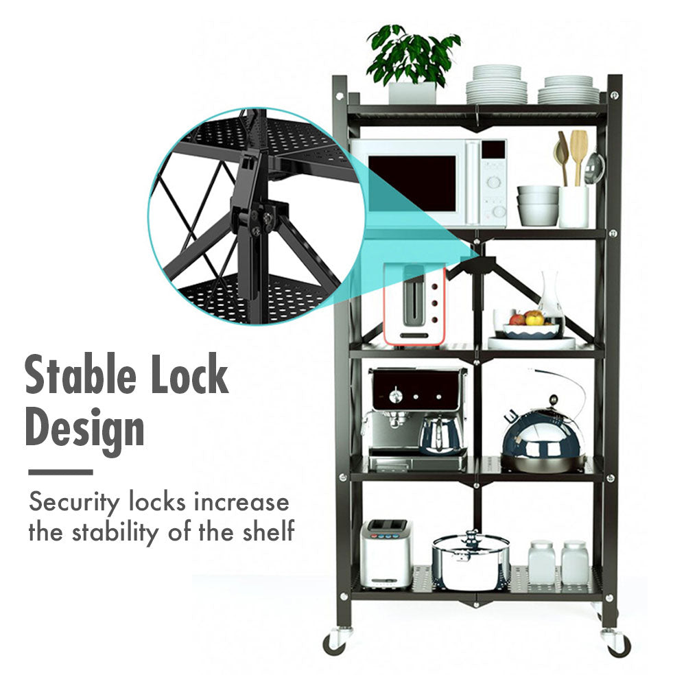 HOUZE - 3|4|5 Tier Foldable Crossline Storage Shelf (L: 72cm W:34cm) - Organizer | Rack | Shelving | Shelves | Cabinet