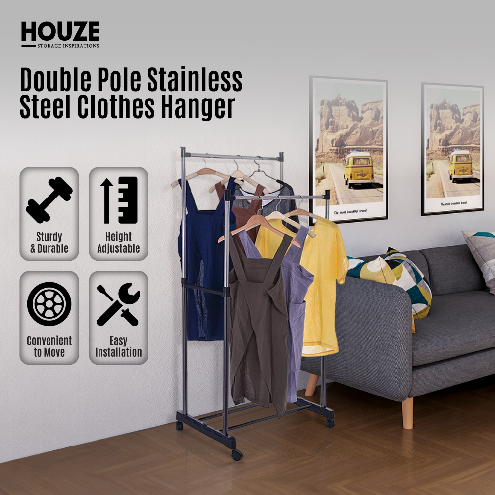 Double Pole Stainless Steel Clothes Hanger