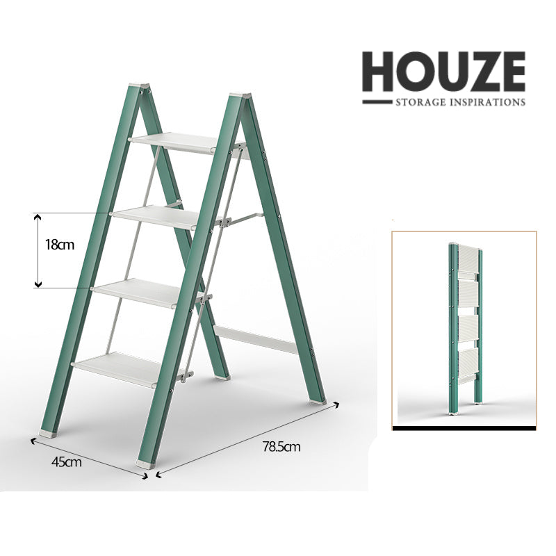 ELLE 3 Tier | 4 Tier Foldable Aluminum Step Ladder 3 Color [Pink | Blue | Green] - Compact | Space Saving