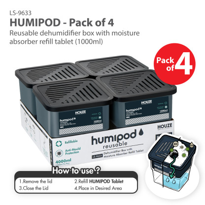HOUZE - HUMIPOD Reusable Activated Charcoal Dehumidifier - Reusable Tablet